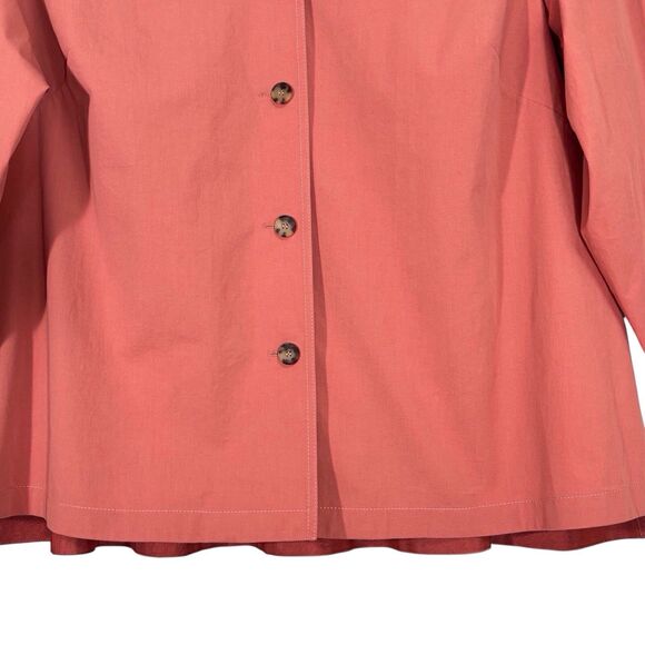 Lafayette 148 Top Button Up Long Sleeve Salmon READ Size 3X Layering Shacket - Picture 4 of 11